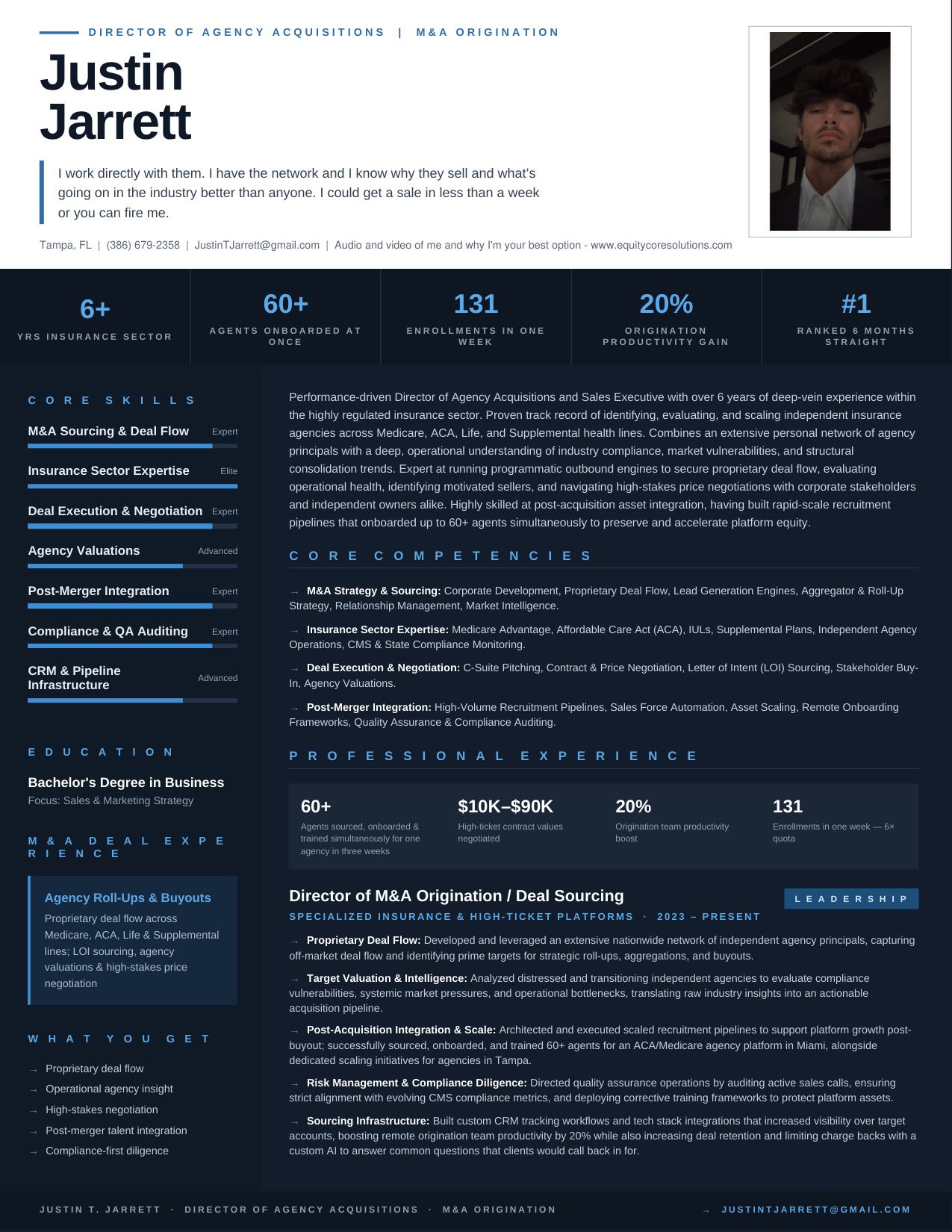 Justin Jarrett resume, page 1
